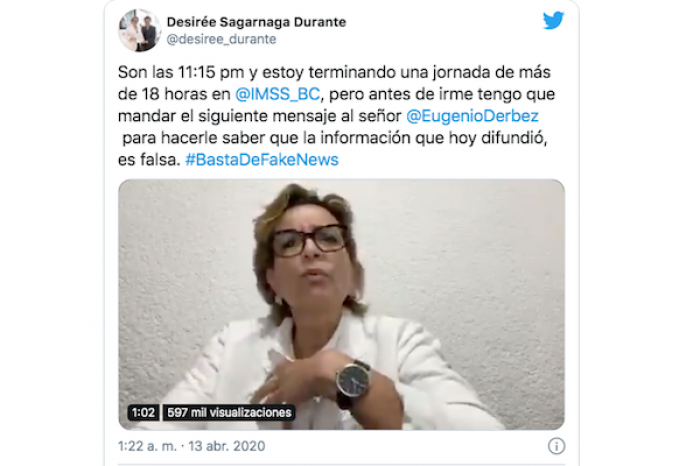 Doctora del IMSS desmiente a Eugenio Derbez por su video