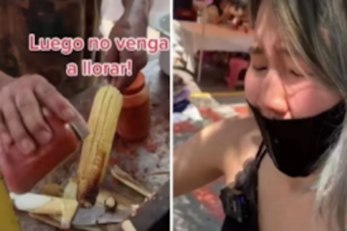 Coreana prueba elote con chile del que pica; se hace viral