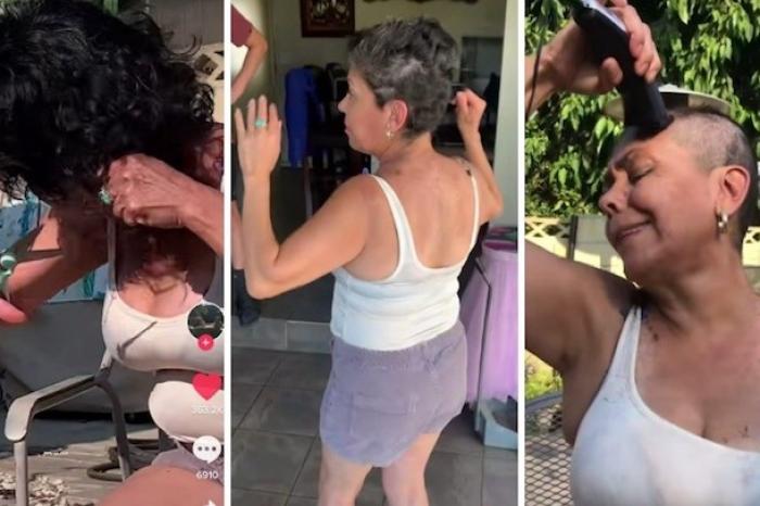 mujer se rapa y se hace viral