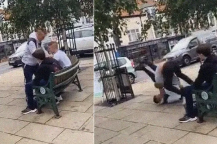 Campeón de jiu-jitsu manda al suelo a un hombre que se abalanzó sobre él en un parque