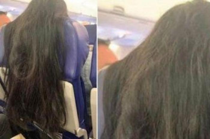 Una pasajera de avión desata indignación en la Red por una foto de su largo cabello