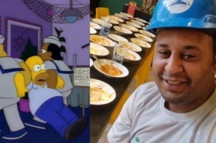 ¡Como en Los Simpsons! Hombre come demasiado en buffet y lo corren del lugar