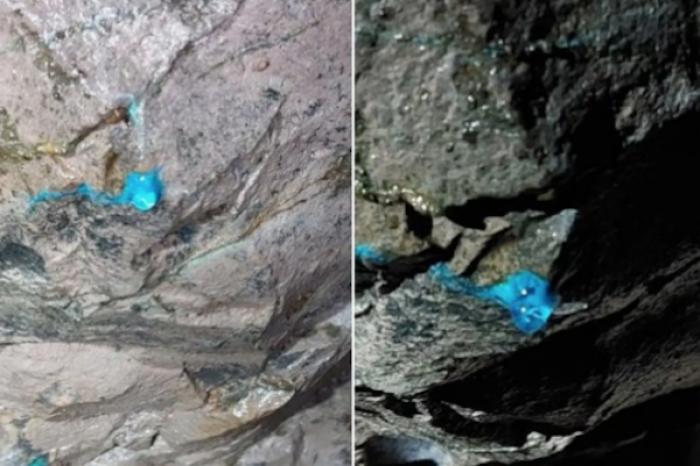 Encuentran sustancia azul brillante en mina del siglo XIX abandonada, no saben qué es