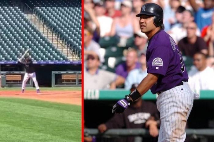 Vinicio Castilla pega home run en práctica de bateo de Rockies a sus 54 años