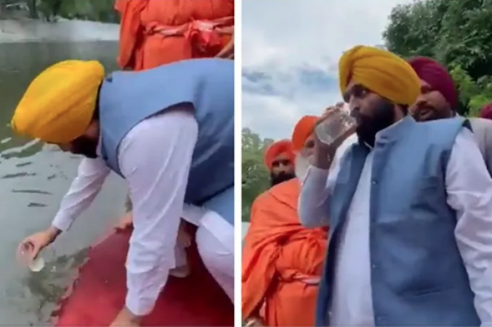 Primer ministro hindú bebe agua de río para demostrar que está limpia y termina hospitalizado