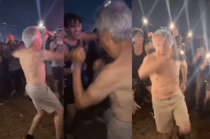 Un adulto de la tercera edad no dudó en lanzar sus mejores pasos en la pista del festival Rolling Lo