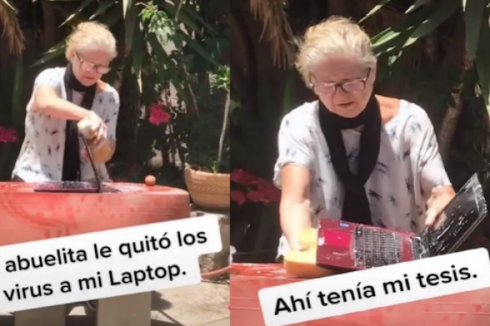 ¡Ya no tiene ningún virus! Abuelita lava laptop donde estaba la tesis de su nieto