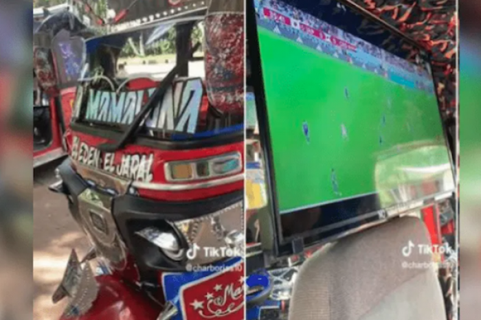 Adapta un televisor a su mototaxi para que sus clientes no se pierdan del Mundial Qatar 2022