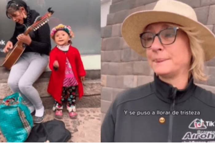 Francesa visita Perú y llora al ver a una madre con su hija trabajando en las calles