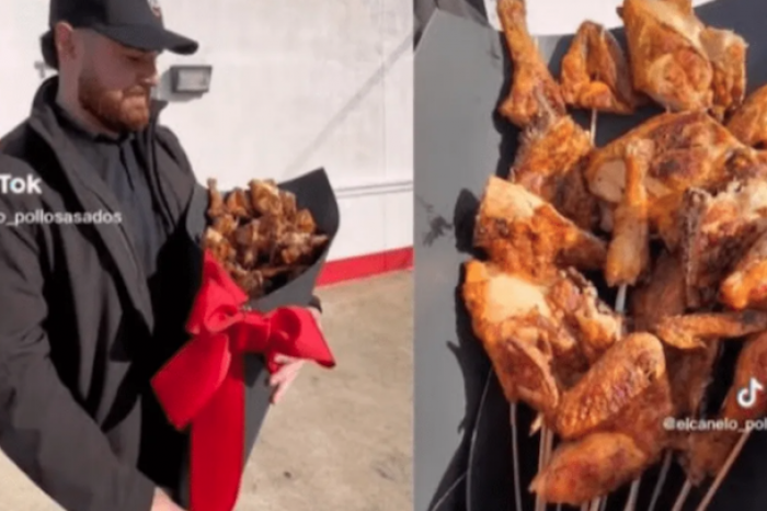 “El mejor regalo” Emprendedor vende ‘ramo de pollo asado’ por el Día de San Valentín