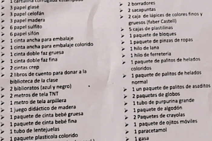 Padre expone polémica lista de útiles escolares con extraños pedidos y ocasiona debate