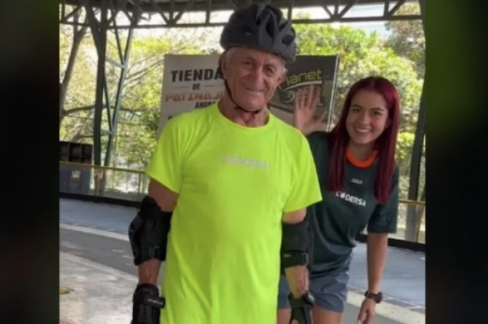 Abuelito se vuelve viral por entrar a clases de patinaje