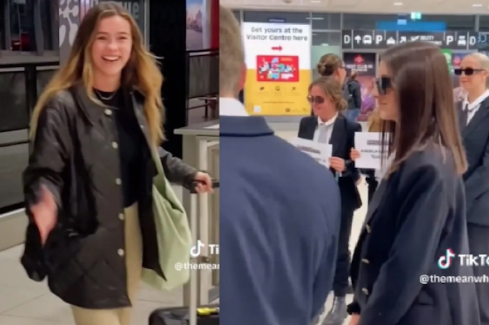 Se visten como escoltas para ir al aeropuerto por su amiga como una celebridad