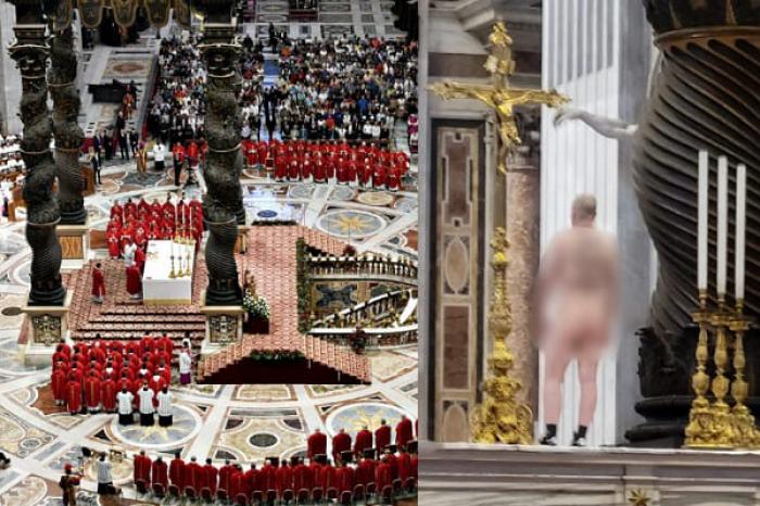Tras guerra de Rusia- Ucrania, hombre acude desnudo a El Vaticano como protesta