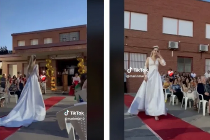 Joven llega a su graduación vestida de novia