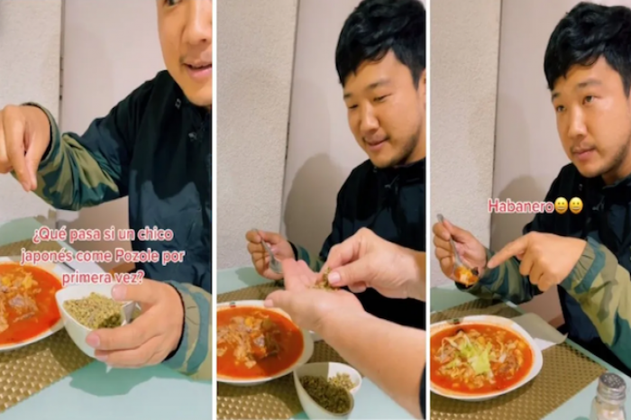 Japonés experimenta el sabor del pozole rojo mexicano por primera vez