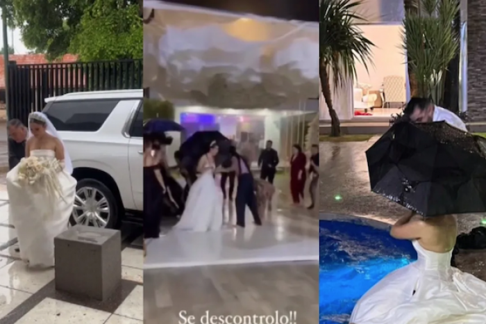 Pareja celebra boda en pleno huracán y son criticados en redes sociales