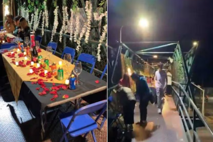 Captan insólita celebración de cumpleaños en un puente peatonal