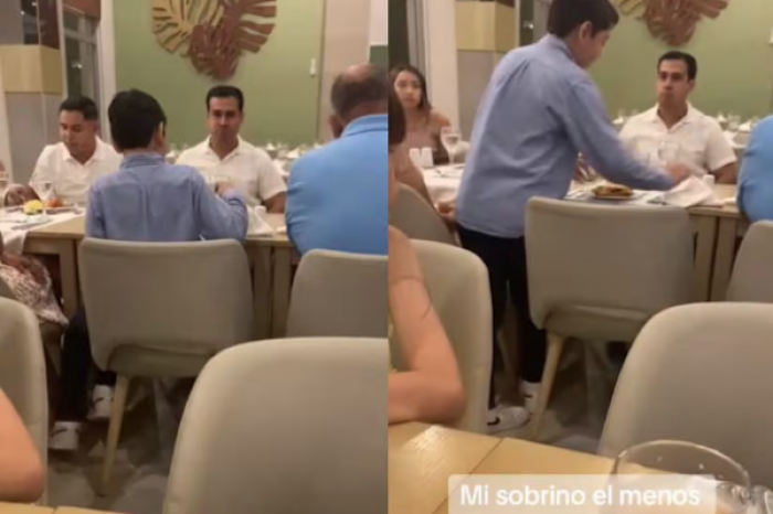 Niño se equivoca de mesa en un restaurante al sentarse con otra familia