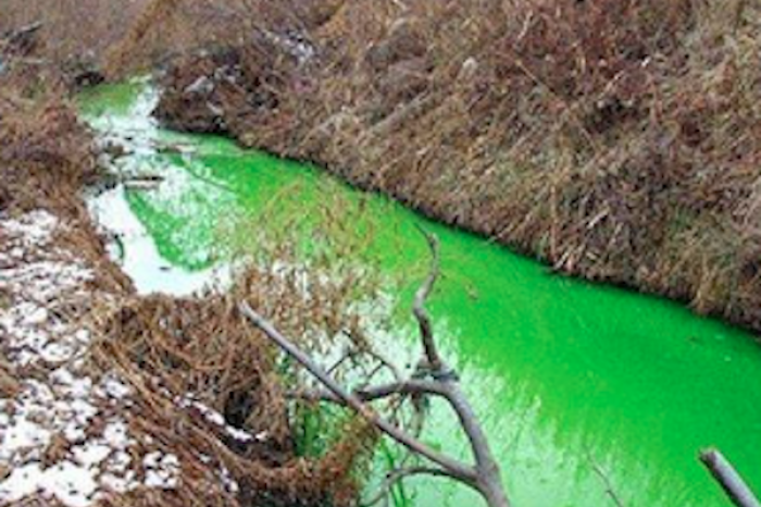 Río ruso cambia de color a verde brillante
