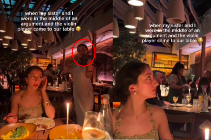 Violinista interrumpe discusión entre herman