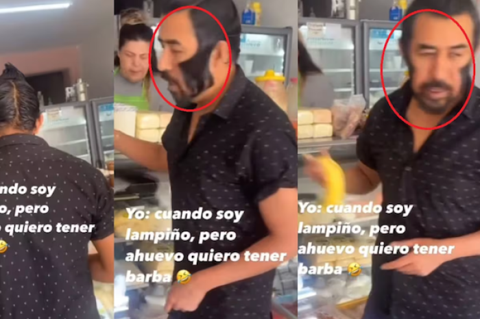 “No es de a fuerzas tener barba”: Hombre se peina el cabello hacia la cara para simular patillas y b