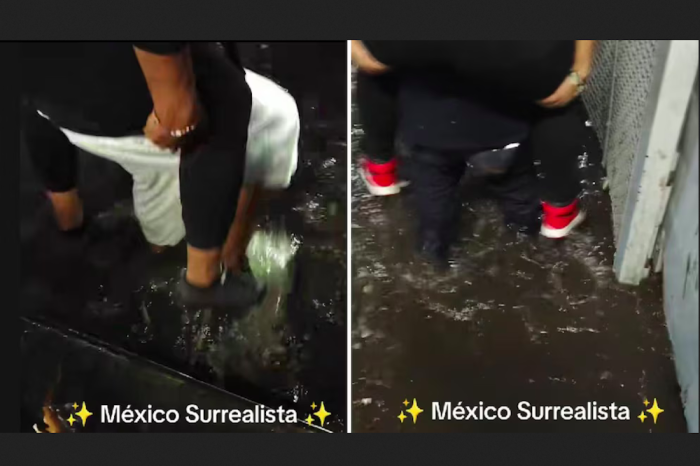 Por 10 pesos, cargan a la gente para cruzar c