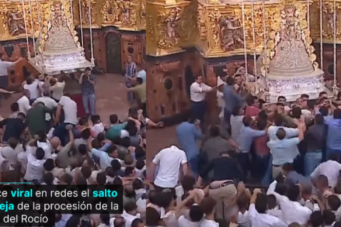 Caos en procesión de la Virgen del Rocío: feligreses saltan reja para cargarla y tocarla al mismo ti
