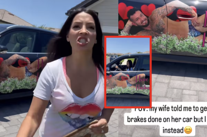 Mujer encuentra su auto cubierto de fotos de su marido en ropa interior 