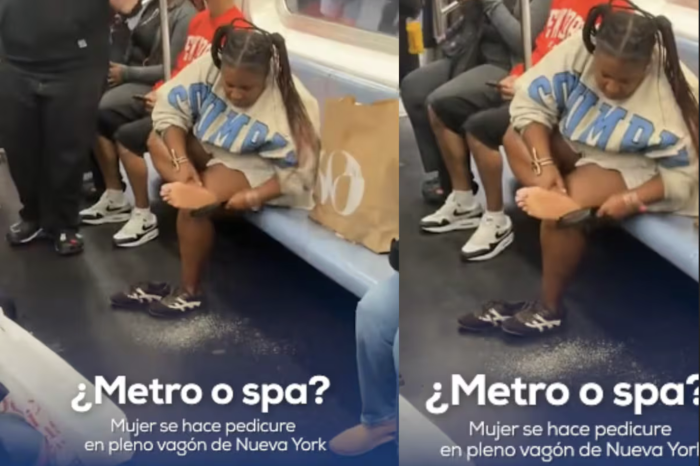 Mujer se hace pedicura en el metro de Nueva York y genera polémica en redes