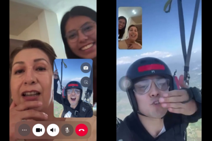 Joven llama a su madre en paracaídas y le sube la presión arterial