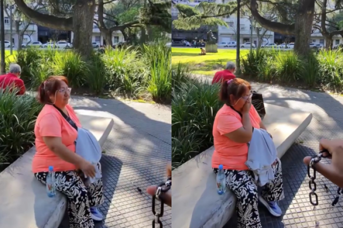 Señora se hace viral por su reacción al negarse ser hipnotizada en la calle 