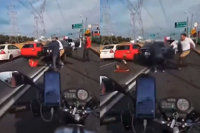 Conductores se pelean a golpes tras choque ru