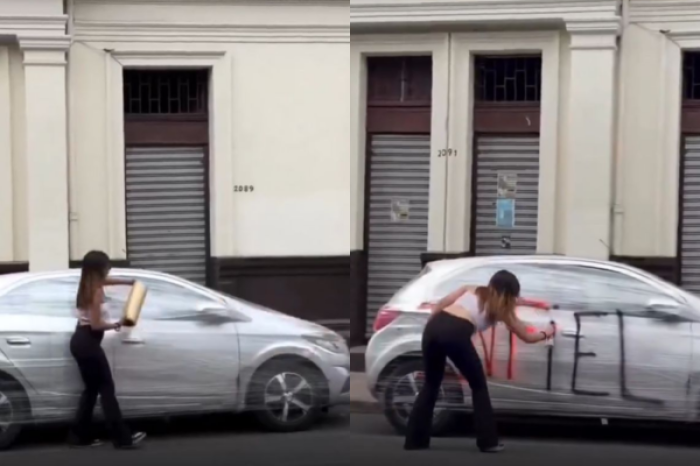 Pinta el auto de su novio por infiel, pero usa un truco para no dañar la pintura